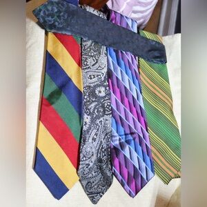 Bundle of 5 ties, various brands, most are silk